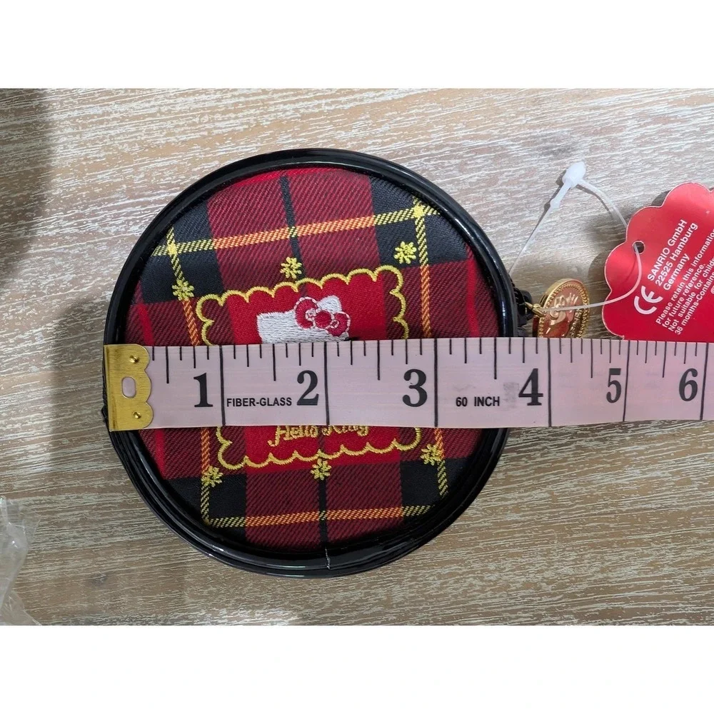 Vtg 1996 Sanrio Hello Kitty Red Plaid Tartan Coin Purse Pouch Gold Charm‎ NWT
